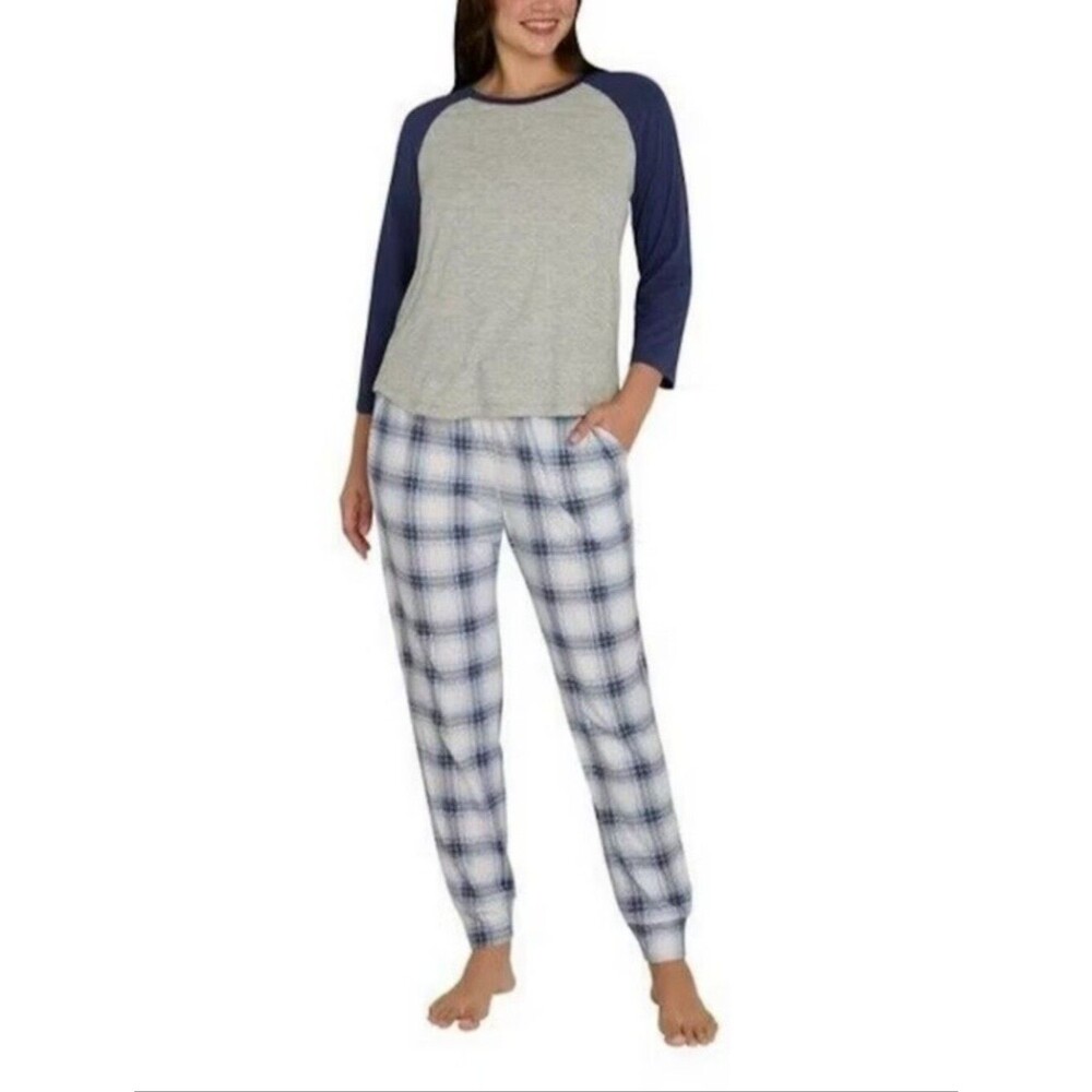 Eddie Bauer 2-Piece Ultra Soft Sleep Set Pajamas Size XL NWT Plaid Blue